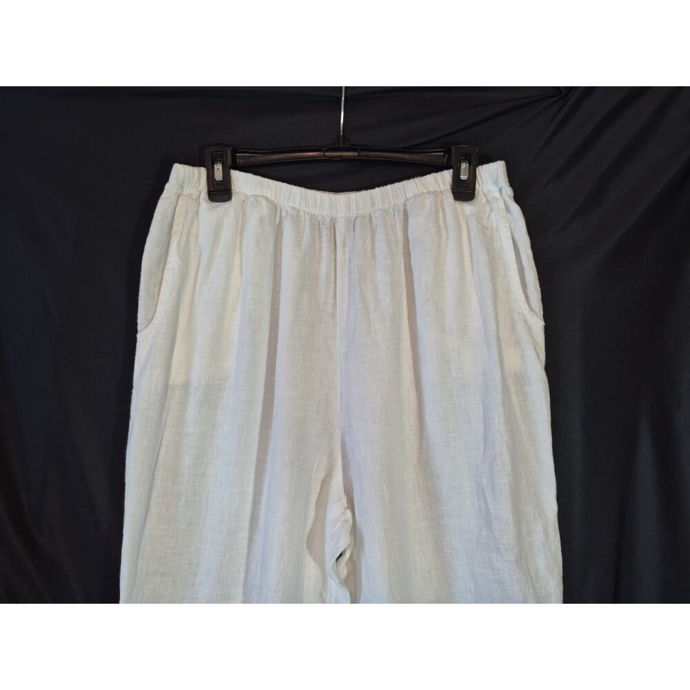 Flax Flowing White Wide Leg Linen Pants Medium - Picture 4 of 10